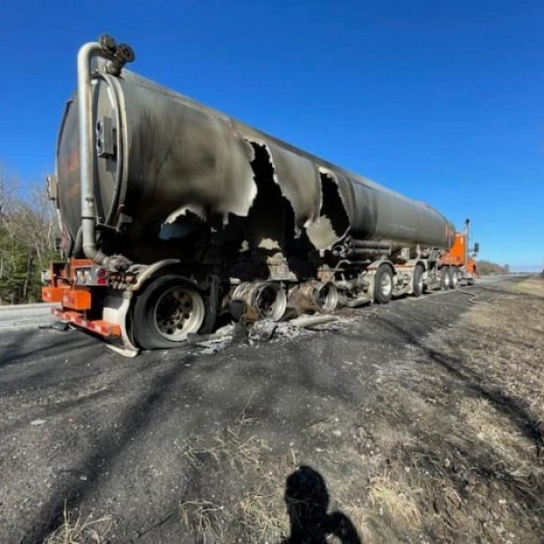 Tanker fire closes Hwy 11